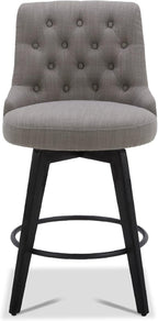 Watson & Whitely Counter Height Bar Stools, Performance Fabric Upholstered Modern Swivel Barstool with Back, Solid Wood Legs, 26" H Seat, Flint Grey