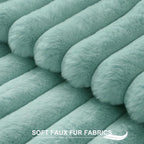 Pallene Faux Fur Plush Throw Pillow Covers 22x22 Set of 2, Luxury Soft Fluffy Striped Decorative Pillow Covers for Sofa, Couch, Living Room, Aqua