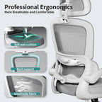 TRALT Office Chair Ergonomic Desk Chair, 330 LBS Home Mesh Office Desk Chairs with Wheels, Comfortable Gaming Chair, High Back Office Chair for Long Hours (Grey)