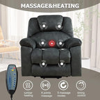 CANMOV Large Power Lift Recliner with Massage and Heat for Elderly, Heavy Duty Lift Recliner for Seniors with USB Port, 2 Hidden Cup Holders (Dark Grey)