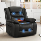 ANJ Black Power Lift Recliner Chair with Massage and Heat, PU Leather Overstuffed Electric Lift Chair for Elderly, Oversized Single Sofa Recliner with Side Pockets, Remote Control