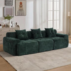 101.65” Modular Sectional Couch for Living Room, 3-Seater Cloud Sofa with Deep Seat, Woven Texture Upholstery Boneless Couch, No Assembly, Green