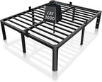 ROIL 14 inch King Size Bed Frame Metal Platform No Box Spring Needed with Headboard Hole Round Corner Legs Mattress Stoppers Retainers 3500LBS Heavy Duty Steel Slats Noise-Free