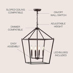 JONATHAN Y JYL7437A Pagoda Lantern Dimmable Adjustable Metal LED Pendant Classic Traditional Farmhouse Dining Room Living Room Kitchen Foyer Bedroom Hallway, 16 in, Oil Rubbed Bronze