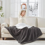 Westinghouse Electric Blanket Heated Throw, Super Cozy Luxury Faux Fur & Sherpa with 6 Heating Levels & 2-10 Hours Auto Off, Fast Heating & Overheat Protection, 50x60 Inch, Charcoal