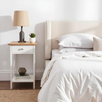 Side Table - Small Night Stand with Drawer and Open Storage Shelf - Traditional Style Bedroom or Living Room Furniture - Use as Bedside Table or End Table by Lavish Home (White)