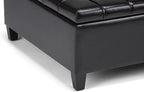 SIMPLIHOME Harrison 36 inch Wide Transitional Square Coffee Table Storage Ottoman in Midnight Black Vegan Faux Leather, Assembled, For the Living Room and Bedroom