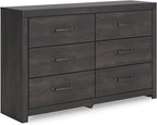 Signature Design by Ashley Delmorta Rustic 6-Drawer Dresser with Safety Stop, Gray