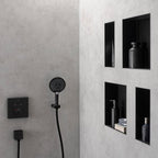 hansgrohe XtraStoris Minimalistic Recessed Wall Niche with Open Frame 12"x 6"x 4" in Matte Black, 56070670
