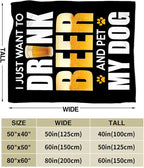 Funny Beer and Dog Throw Blanket - Gifts and Decor for Men Women Adults - Soft Warm Cozy Fleece for Couch Sofa Bed 50"x40"