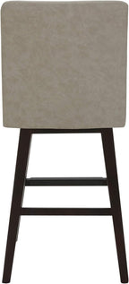 CHITA Counter Height Swivel Bar Stools Set of 3, FSC Certified Upholstered Faux Leather Barstool Chairs with Back, 26.8" H Seat Height, PU Leather in Stone Grey