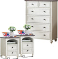 Dressers and Night Stand Set of 3, Wood 43.5" Tall Dresser and 18" Wide with Charging Station Chest of Drawers, Roman Column Nightstand Set of 2, Bedroom Furniture Dresser Suites for Home Living Room