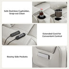 CHITA Electric Power Lift Recliner Chair for Elderly with Massage and Heat, Large Lay Flat Genuine Leather Recliner Chair with Cup Holders, USB Ports, Power Headrest, Independent Backrest, Light Gray