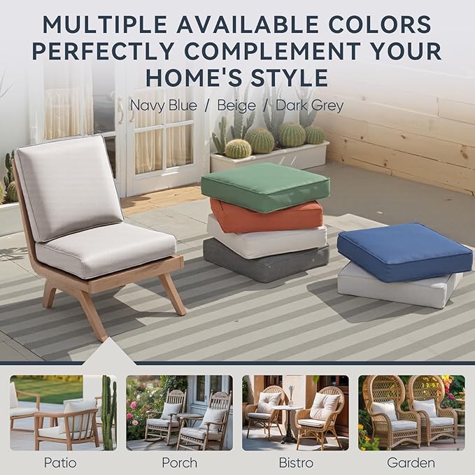 10-Piece Outdoor Patio Cushion Set - Fade & Water Resistant with Removable Olefin Cover, 22x24x4 Inch Memory Foam Cushions for Wicker Sectional Sofa – Beige/Regular