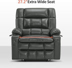 MCombo Dual Motor Power Lift Recliner Chair for Elderly, Lay Flat Lift Chair with Heat and Massage, Petite Wide Lift Chair, Cup Holders, USB A&C Ports, Faux Leather R7894 (Grey, Small-Wide)