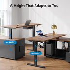 HUANUO L Shaped Standing Desk, Electric Executive Desk with Drawers, Adjustable Height Stand Up Desk, 55″ x 23.6″ One-Whole Piece Desktop, Home Office Computer Desk with 4 Memory Presets, Walnut