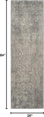 SAFAVIEH Evoke Collection 2'2" x 7' Silver / Ivory EVK256S Oriental Distressed Non-Shedding Living Room Entryway Foyer Hallway Bedroom Runner Rug