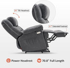 MCombo Power Lift Recliner Chair Sofa with Massage and Heat, Adjustable Headrest, 3 Positions, USB Ports, for Elderly People, 7533 (Faux Leather, Dark Gray)