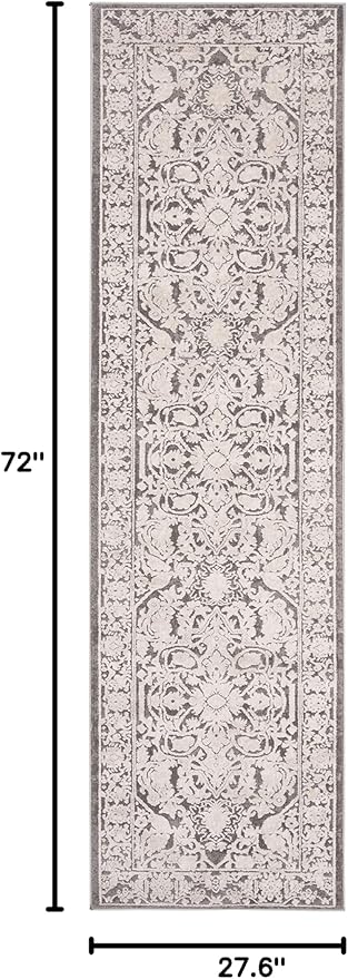 SAFAVIEH Reflection Collection Runner Rug - 2'3" x 6', Dark Grey & Cream, Non-Shedding & Easy Cleaning, Ideal for Living Room, Bedroom (RFT665B)