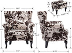 chairus Mid-Century Modern Accent Chairs with Ottoman Set of 2, Comfy Velvet Single Sofa Chair Button Tufted Wingback Armchairs with Pillow for Living Room/Bedroom/Club - Cow