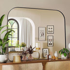 ANDY STAR Black Arched Mantel Large Wall Mirror 30x36, Matte Black Stainless Steel Frame, Arch Mirror with Soft Curved Corner for Bathroom, Entryway, Fireplace Mantel, Bedroom & Living Room Wall Decor