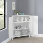 Crosley Furniture Roarke Stackable Corner Pantry Storage Cabinet with Shelves, Kitchen, Dining, Laundry, White