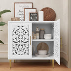 ARTPOWER Accent Cabinet with 2 Doors, Vintage Hollow Carving Buffet Cabinet, Sideboards and Buffets with Storage, Credenza for Living Room, Kitchen, Dining Room, Entryway, Hallway, White