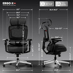 FLEXISPOT ErgoX-PRO Ergonomic Office Chair Black – Cloudtech Cushion, 5D Lumbar, 7D Armrests, 4D Headrest, 551LBS Capacity – Office, Gaming, Home