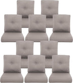 10-Piece Outdoor Patio Cushion Set - Fade & Water Resistant with Removable Olefin Cover, 22x24x4 Inch Memory Foam Cushions for Wicker Sectional Sofa – Grey/Buckle