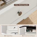 Yaamizz Farmhouse Nightstands Set of 2 with Charging Station, Table with Drawer and Storage Shelf, Wood Pilasters and Metal Handles, Vintage Design, Organizer for Bedroom, Hallway, White