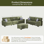 Wanderwell Oversized Modular Sectional Sofa, 6-Seater U Shaped Couches with Movable Ottoman,Corduroy Sectional Couch with Wide and Deep Seats Suitable for Living room,Bedroom,Apartment (Olive, 2+3+OT)