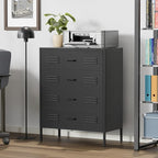 Black Metal 4 Drawer Dresser for Bedroom, Chest of Drawers for Closet, Bedroom Dressers with Drawers, Metal Dressers & Chests of Drawers for Office, Bedroom, Living Room and Entryway