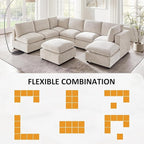VANOMi Modular Sectional Sofa, Convertible Sofa Couch Modular Sofa with Ottoman, Sleeper Sofa Bed Sectional Sofas for Living Room Small Apartments