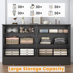 Bigbiglife Wood Dresser for Bedroom, 6 Drawer Double Dresser, Modern Chest of Drawers with Deep Drawers, Large Storage Organizer for Living Room, Closet (Black)