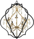 Clara Black Soft Gold Iron Pendant Chandelier 26 1/2" Wide French Amber Crystal 5-Light Fixture for Dining Room House Home Foyer Entryway Kitchen Bedroom Living High Ceiling - Barnes and Ivy