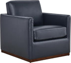 CHITA Genuine Leather Swivel Accent Chair, FSC Certified Mid Century Modern Arm Chair for Living Room and Bedroom, Fully Assembled, Navy