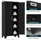 71" Tall Metal Storage Cabinet with 2 Doors and 4 Adjustable Shelves, 5-Tier Kitchen Pantry Storage Cabinet for Kitchen, Living Room, Dining Room and Office, Black