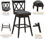 COSTWAY Bar Stool Set of 2, 360 ° Swivel Bar Height 29.5 inch Bar Stool with Foot Rest Upholstered Cushion & Ergonomic Backrest, Sturdy Frame, for Pub, Restaurant, Home (2, Black + Grey)