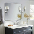 ANDY STAR 30”x40”Brushed Nickel Mirror for Bathroom, Rounded Rectangle Bathroom Mirror, Modern Metal Mirror in Premium Stainless Steel Frame, 1”Deep Set Design Hangs Horizontal Or Vertical