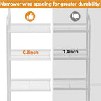 4-Tier Over The Toilet Storage, Bathroom Organizer, Space-Saving, Above Toilet Storage Rack with 4 Hooks and Paper Holder, Metal Shelf, White
