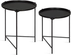 Kate and Laurel Ulani Set of 2 Nested Round Metal End Tables, Black
