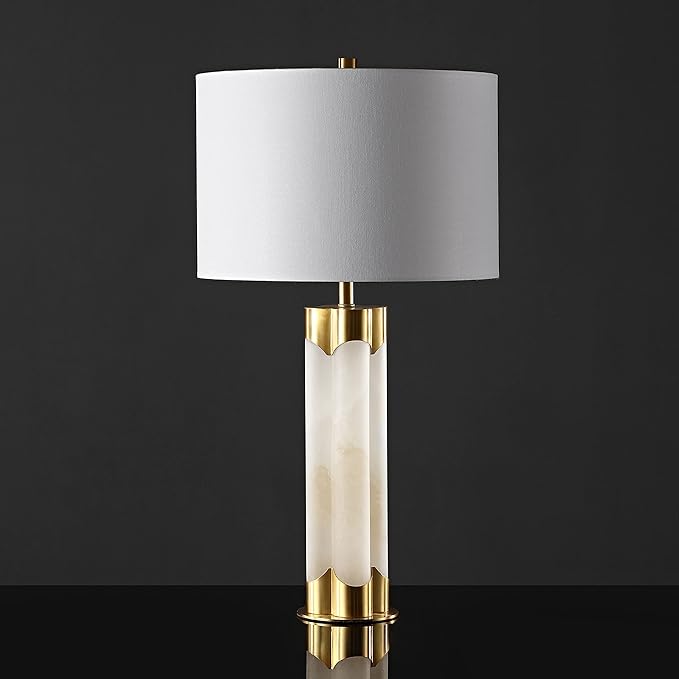 SAFAVIEH Couture Lighting Collection Chavez Alabaster/Gold 28-inch Bedroom Living Room Home Office Desk Nightstand Table Lamp (LED Bulb Included)