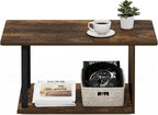 Furinno Basic Coffee Table, 2-Tier Modern Coffee Table with Open Shelf, Easy Assembly Side Table, for Living Room, Bedroom, Home Office, Amber Pine