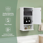 Small Bathroom Wall Cabinet, Slim Single Louvered Door Narrow Over The Toilet Storage, Adjustable Shelves, Space Saver Organizer, 13.4x8.9x25.3 inches