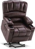 MCombo Power Lift Recliner Chair for Elderly, Lift Chair with Heat and Massage, USB &Type C Ports, Cup Holders, Faux Leather 7095 (Medium, Dark Brown)