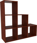 ClosetMaid Cubeicals 3-2-1 Cube Storage Shelf Organizer Bookshelf, 3 Tier, Steps, Corner Unit, Easy Assembly, Wood, Dark Cherry Finish