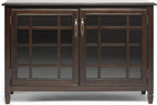 SIMPLIHOME Connaught SOLID WOOD 46 inch Wide Traditional Low Storage Cabinet in Dark Chestnut Brown for the Living Room, Entryway and Family Room
