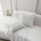 FUTEI Christmas Pack of 2 White Decorative Throw Pillow Covers 22x22 Inch Soft Cozy Solid Boucle Textured Cushion Case,Modern Home Decor for Couch Bed Living Room