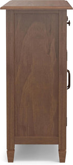 SIMPLIHOME Connaught 40-inch Wide Solid Wood Storage Cabinet in Medium Saddle Brown for Entryway, Living Room, Organizer for Hats, Gloves, Shoes, Keys, Slim Design, Traditional Style