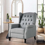 Pushback Recliner Chair, Modern Accent Arm Chair, Fabric Wingback Chair for Living Room Bedroom, Grey